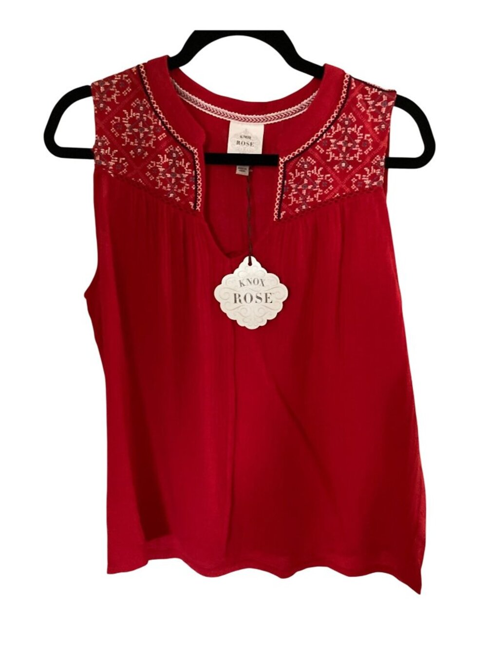 Knox Rose Keyhole Neck Tank Top V-Neck Blouse Varies  Rebel Red  NWT